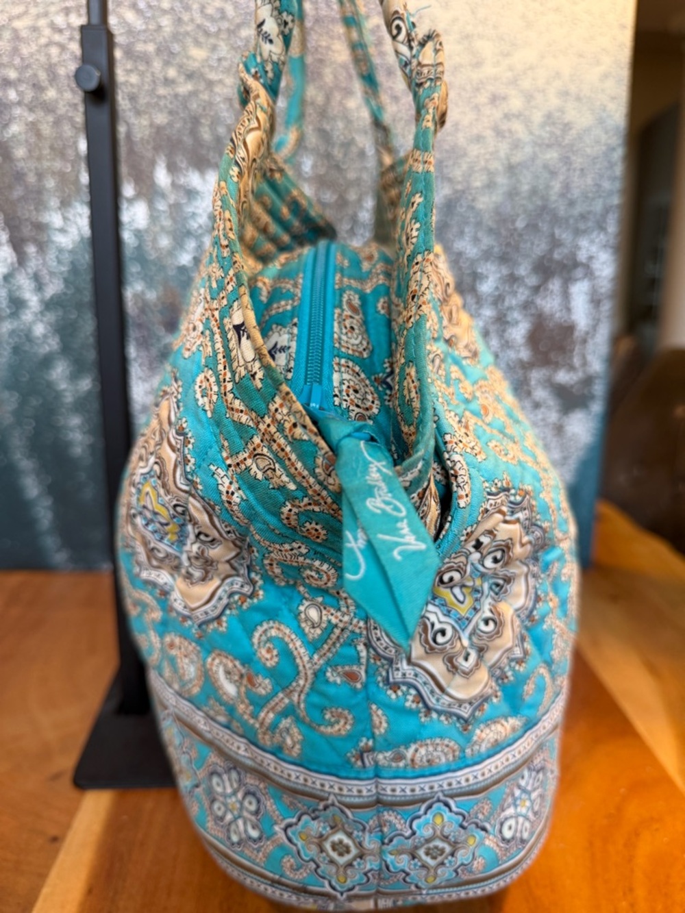 Vera Bradley Boho 2010s Quilted Zip Tote Turquoise Multi (GUC) - Picture 8 of 17